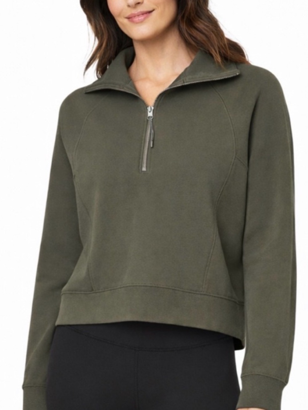 SPANX AirEssentials® Half Zip Olive Green